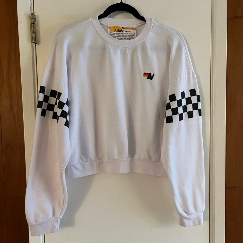 Aviator Nation Checker White Pullover